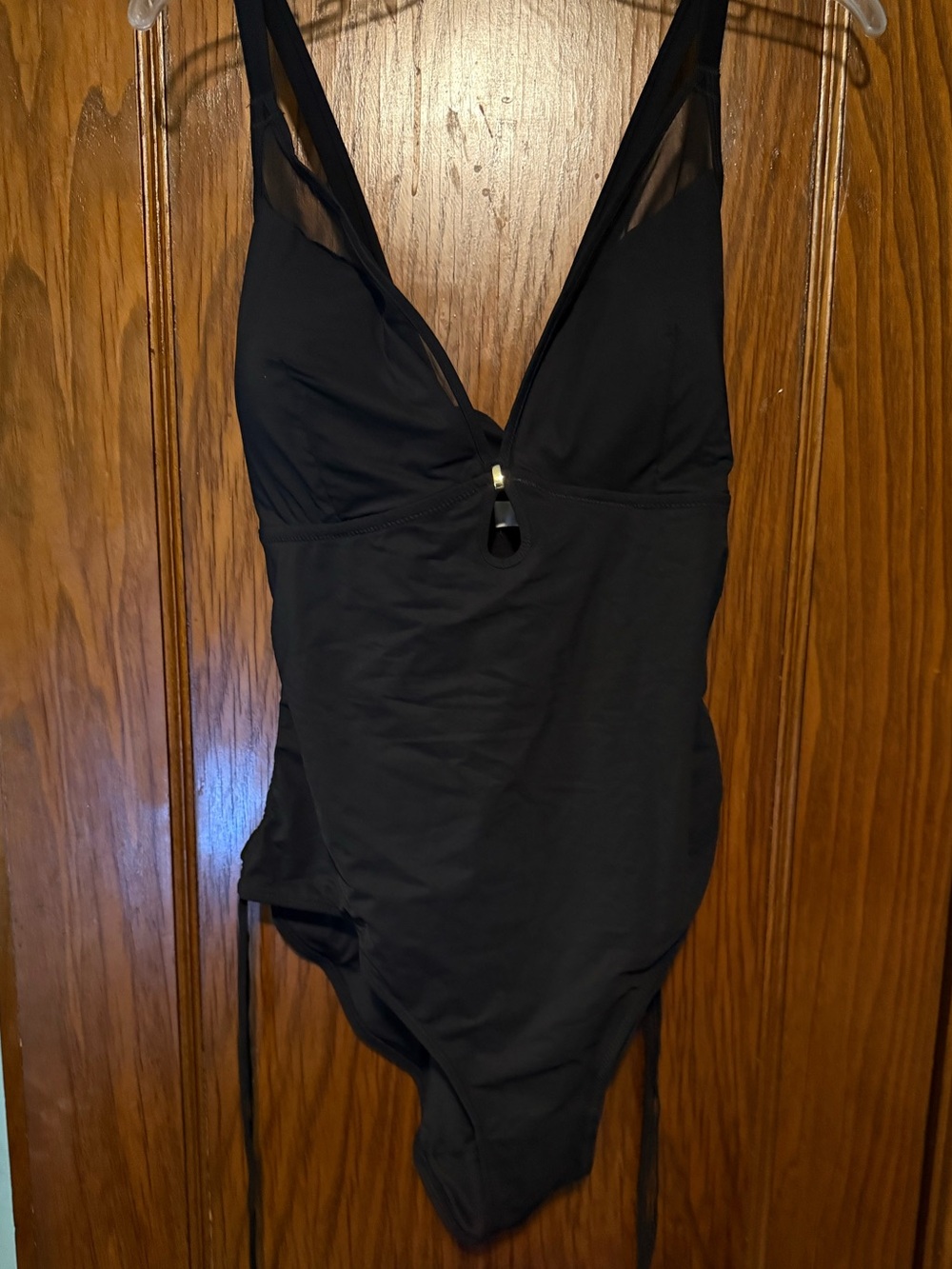 Popilush Plunge tie side sculpting  Black One-Piece Swimsuit